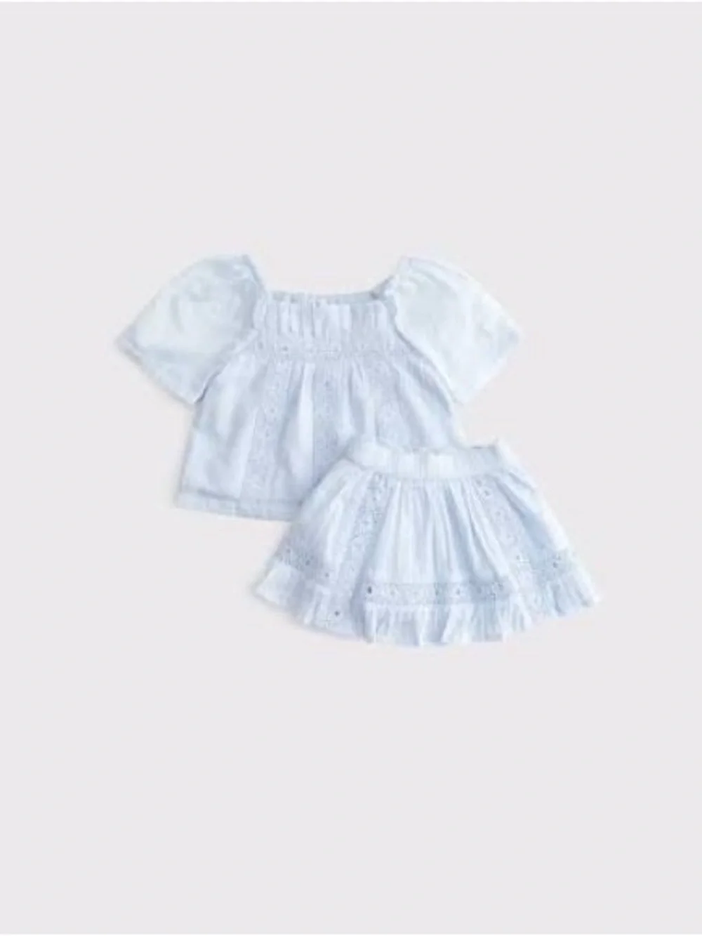 abercrombie kids pleated lace-trim skort set, worn once for photos